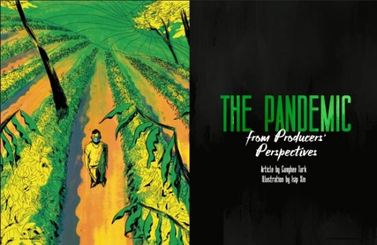 February + March 2021 issue Pandemic from Producers' perspective article opening spread.