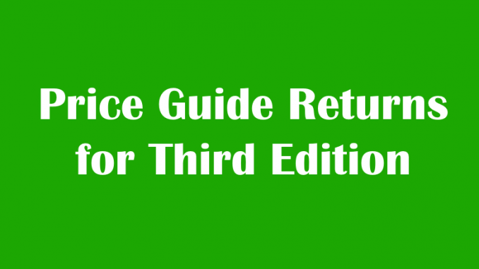 This is a text box that reads, Price Guide Returns for Third Edition.