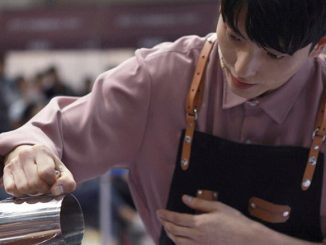 Hyun-young Bang pours a drink at a barista competition.
