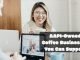 The title cover says AAPI businesses you can support. In the middle is an Asian female smiling. She has dyed blonde hair and wears glasses. She holds a coffee cup smiling and looking off the camera. There is a laptop in front of her and she is at a coffee shop.