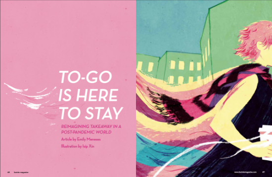 To-go is here to stay article spread from the April + May 2021 issue.