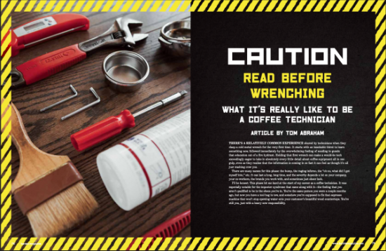 Caution Read Before Wrenching spread in the April + May 2021 issue