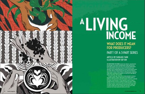 A living income: what does it mean for coffee producers opening spread from the June + July 2021 issue.