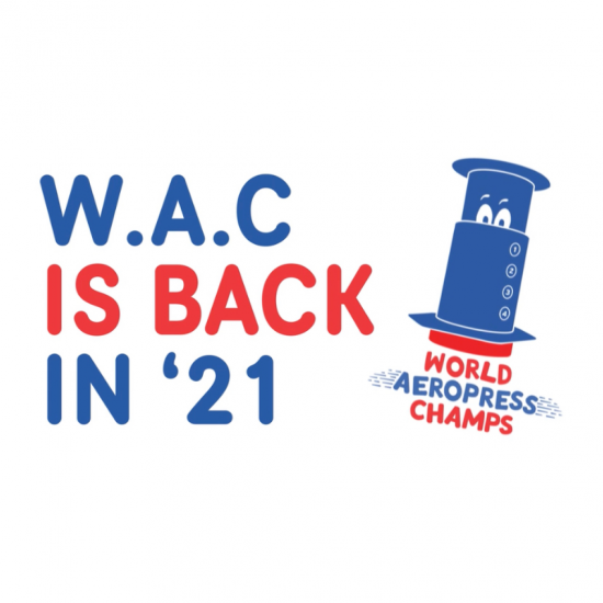 A banner that reads WAC is back with a cartoon AeroPress next to it.