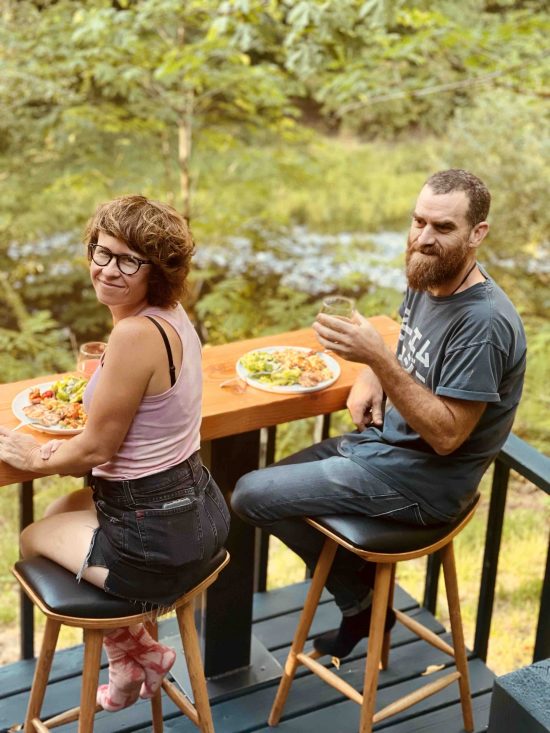 Nolan Hirte and his wife Shari enjoying breakfast.