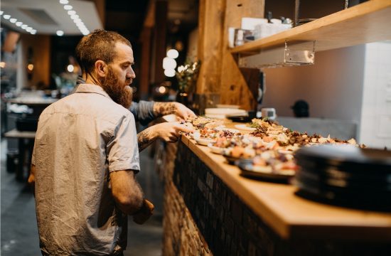 Nolan Hirte in his Proud Mary cafe in Portland, Oregon.