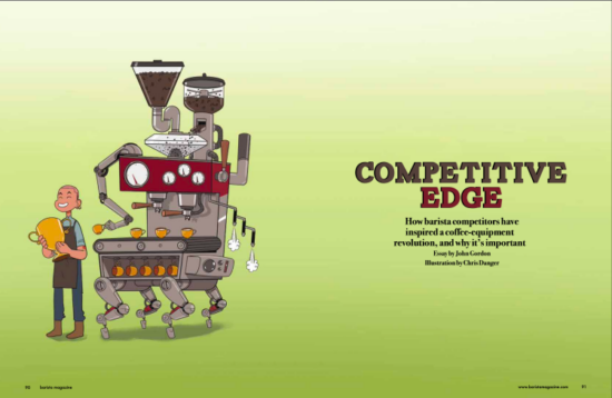 Competitive Edge spread in the April + May 2022 anniversary issue of Barista Magazine.