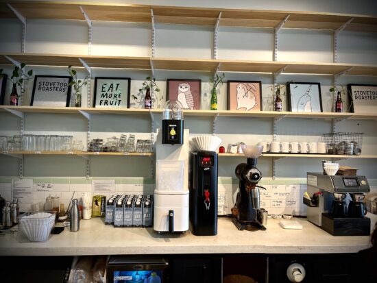 The Ground Control Brewer in a cafe.