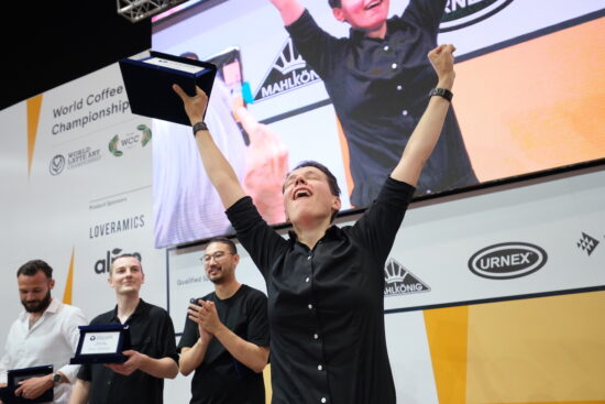 Agnieszka Rojewska celebrates her World Coffee in Good Spirits title.