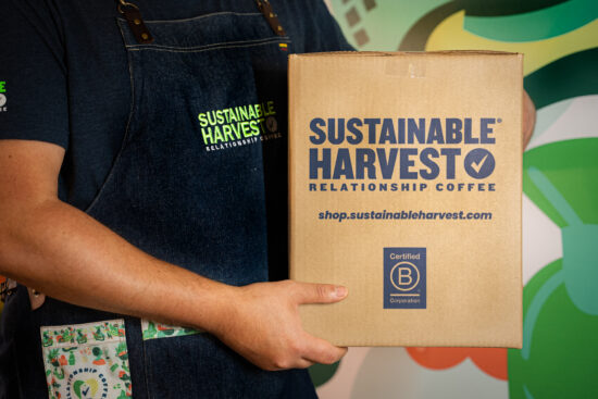 A sample of Sustainable Harvest's new green coffee box.