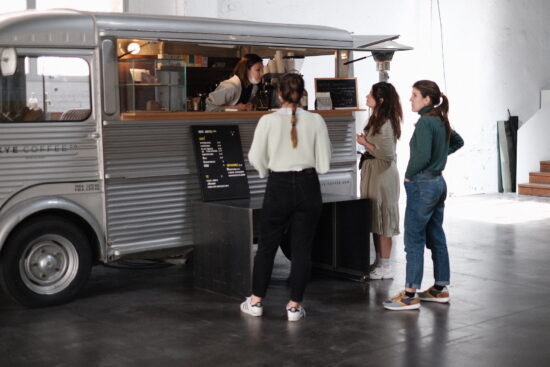 Skye Coffee's stranded van café in Barcelona.