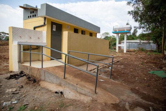 A sanitation station for female students built through Project Waterfall.