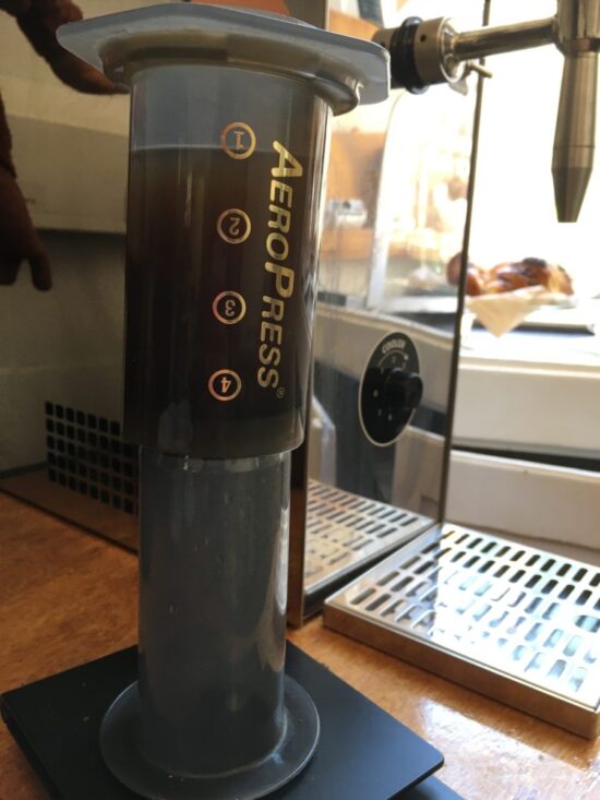 An AeroPress using the inverted method of brewing.