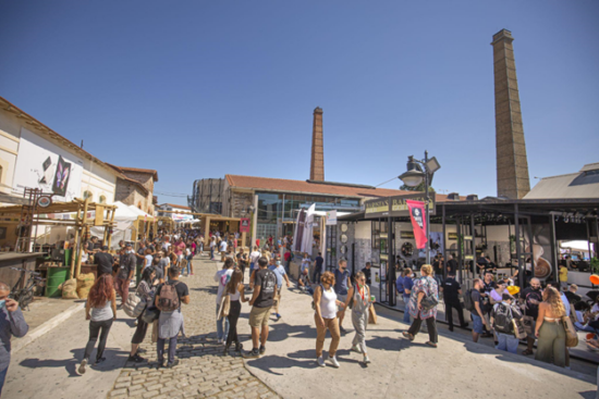 A view of the outside of the Athens Coffee Festival.