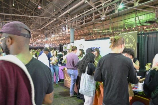 No Filter Coffee Fest attendees mill around the convention center tasting the wares.