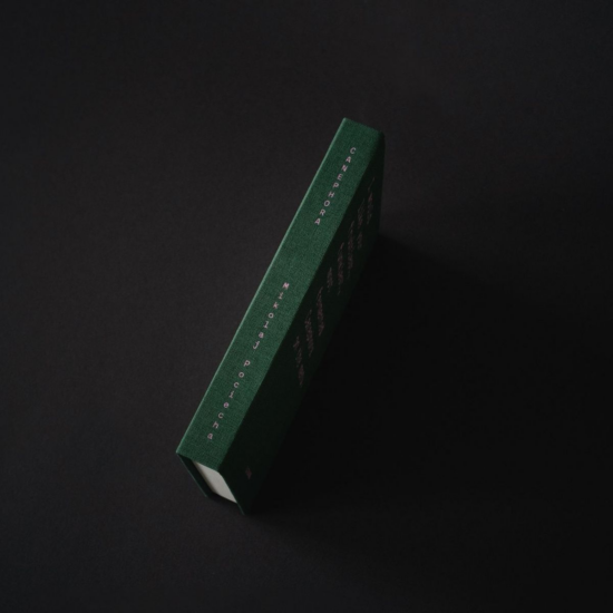 Side view of the book binding with CANEPHORA and author's name on the spine in all caps. 