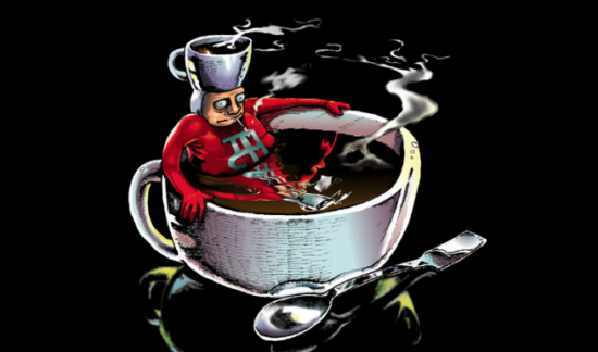 Same image of TMCM smoking in a giant coffee cup.