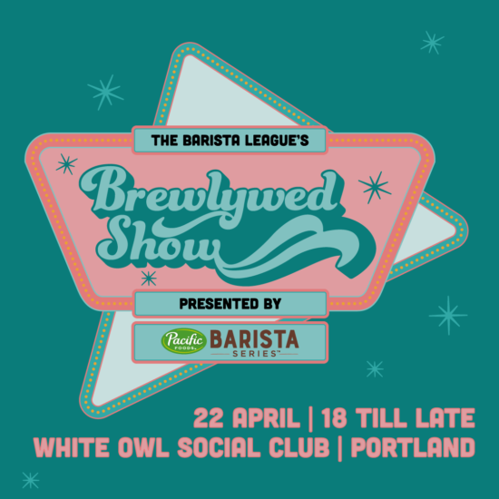 The Barista League Brewlywed Game Expo Party Poster.
