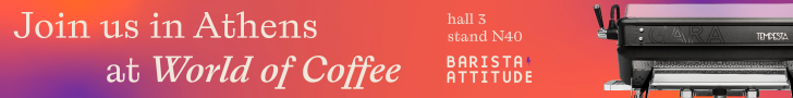 Barista Attitude banner ad Join Us At the World of Coffee