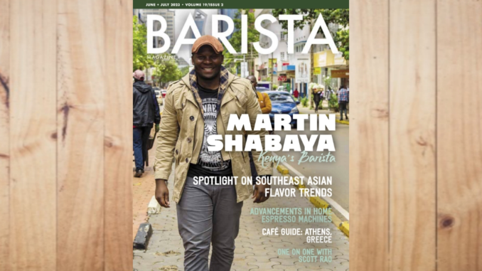 Image is of the cover of the June + July 2023 issue of Barista Magazine