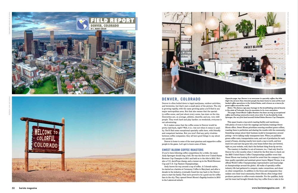 Opening two-page spread of Field Report: Denver, Colorado.