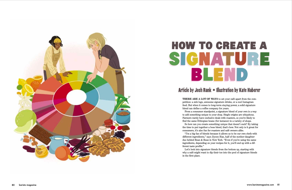 Two-page spread of How to Create a Signature Blend from the December 2023 + January 2024 issue.