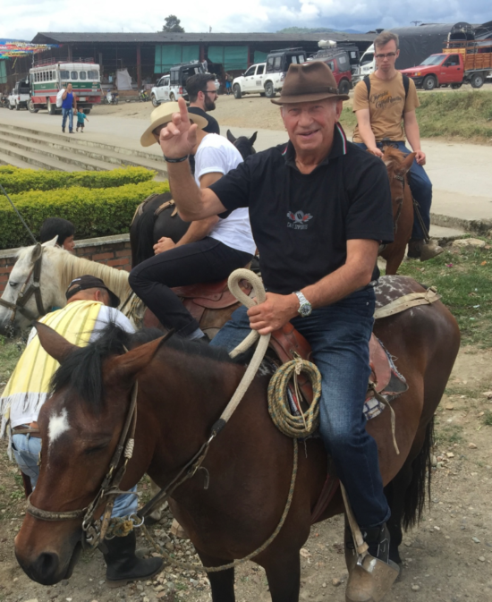 Gianni on a horse in Colombia.