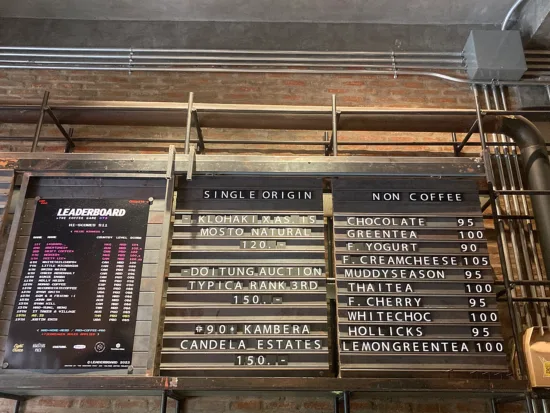 A tiled coffee menu.