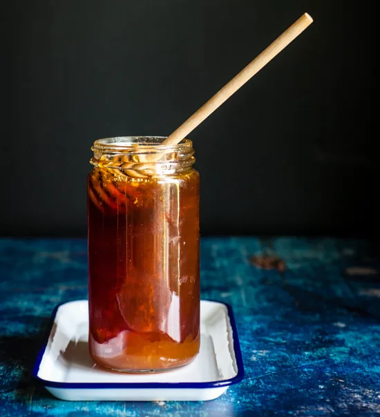 A jar of raw honey.