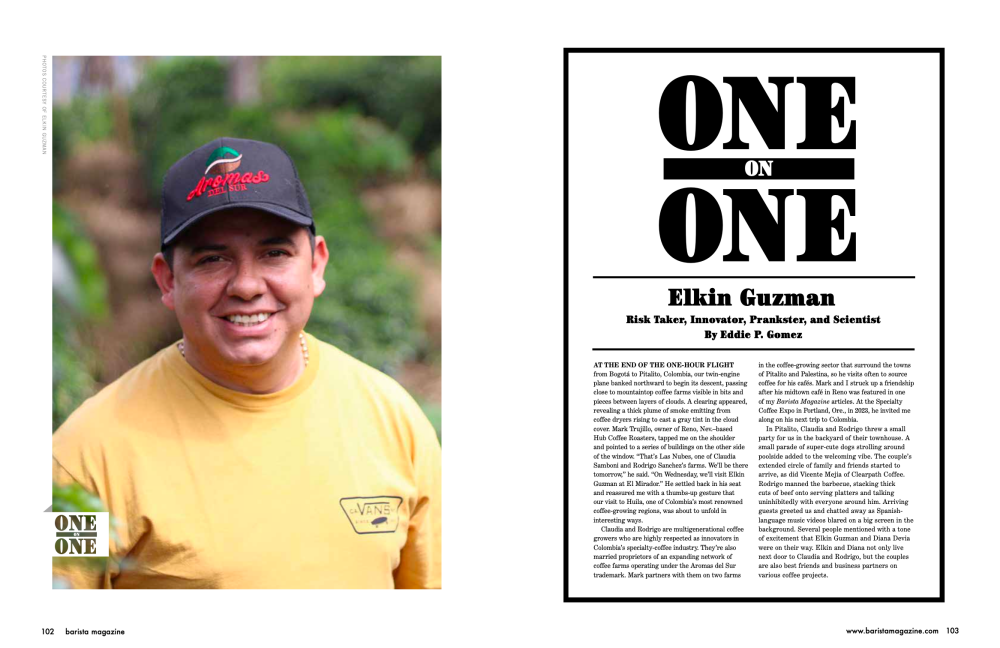 Opening Spread from the April + May 2024 issue One on One with Elkin Guzman.