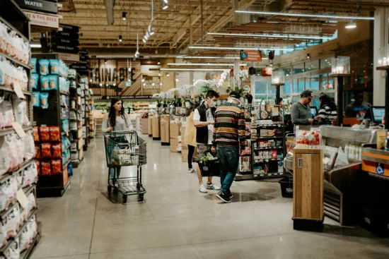 Inside a grocery store.