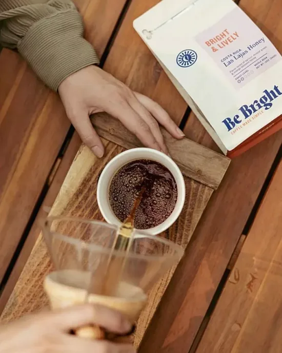 Pouring coffee from a pourover.