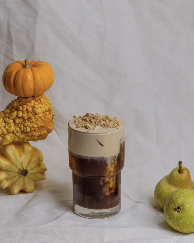 Pumpkin cream cold brew from Los Angeles cafe, Be Bright Coffee